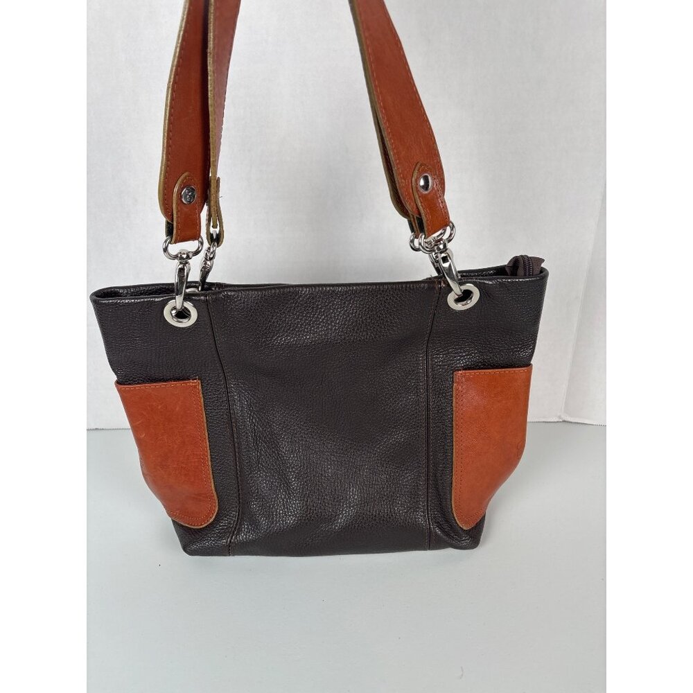 Cristina Made In Italy Leather Handbag Brown & Black Dual-Tone Shoulder Bag